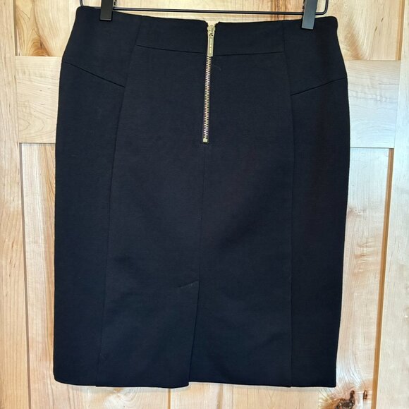 Michael Kors Knit Black Lined Pencil Skirt Gold Tone Zippers Size 6 - Picture 3 of 8